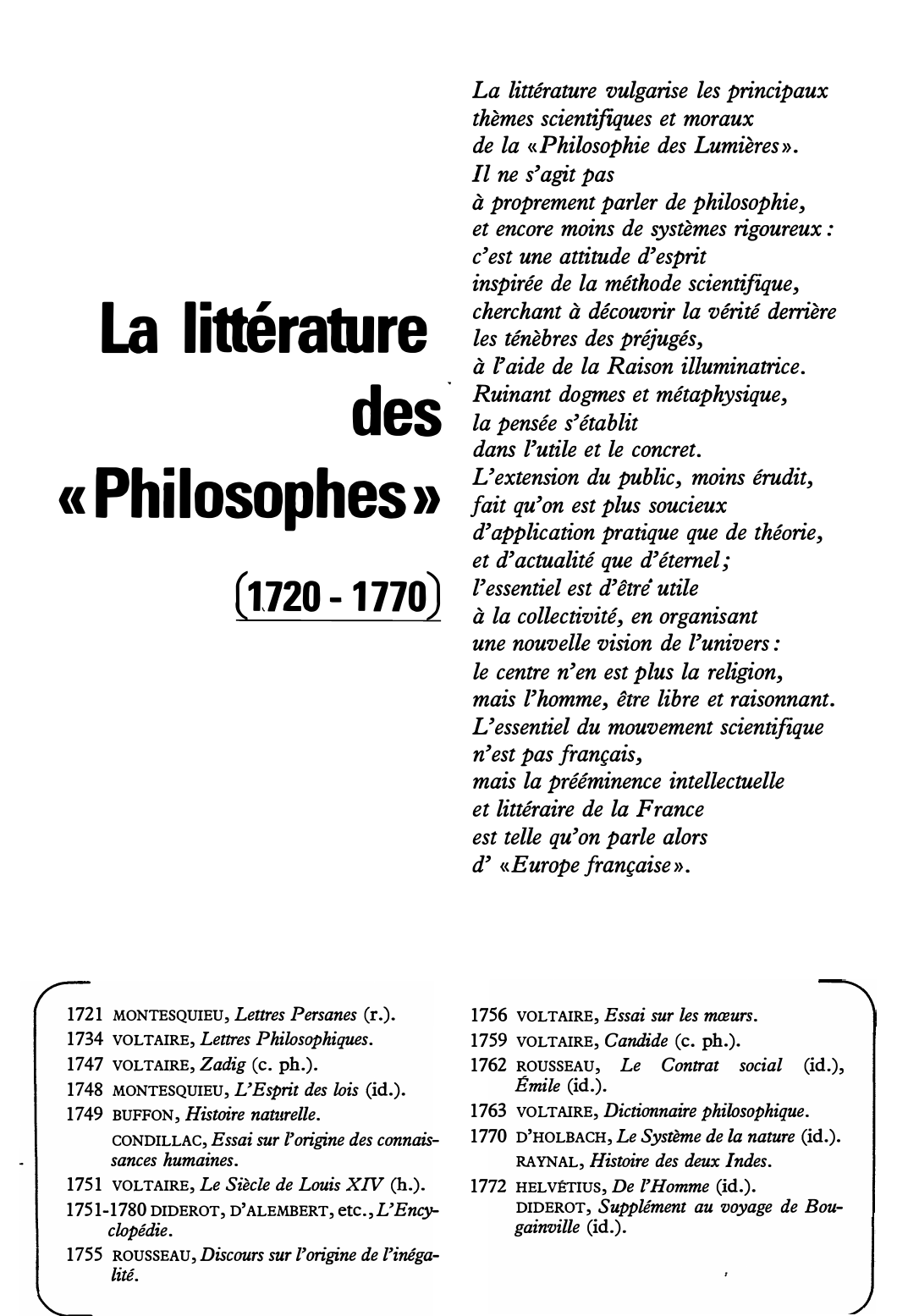 Prévisualisation du document La littérature des Philosophes (1720-1770)