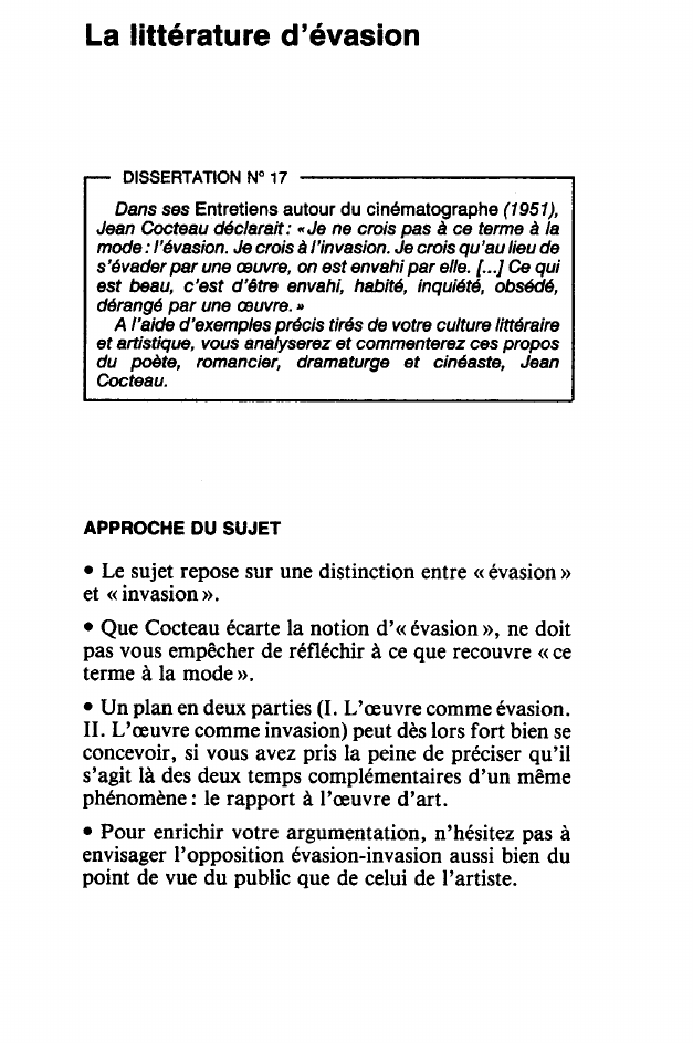 Prévisualisation du document La littérature d’évasion chez Cocteau