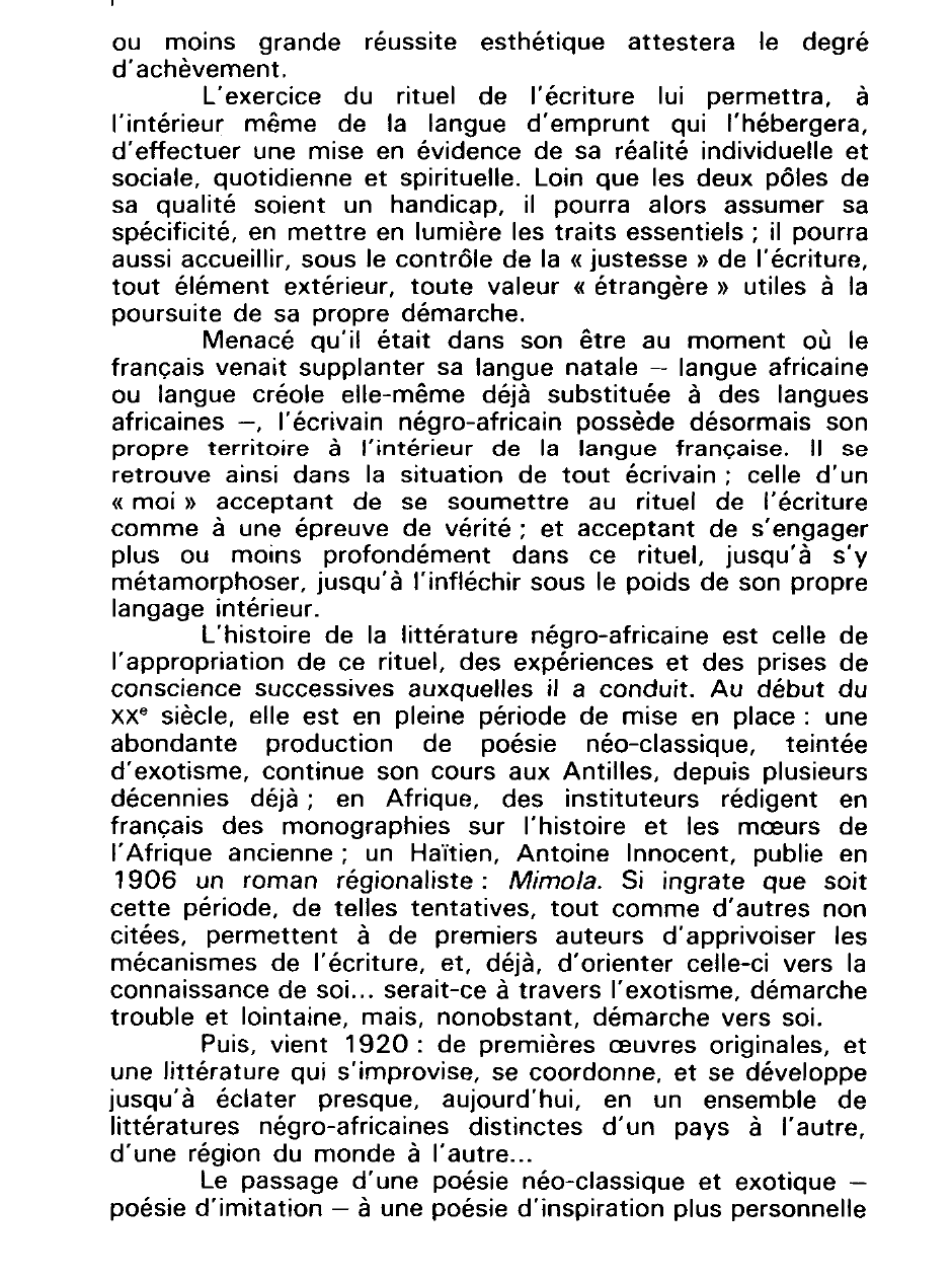 Prévisualisation du document LA LITTÉRATURE NÉGRO-AFRICAINE DE LANGUE FRANÇAISE