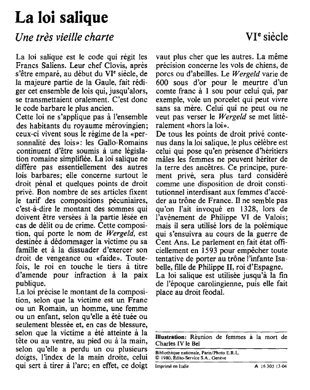 Prévisualisation du document La loi saliqueUne très vieille charte -	vie siècle.