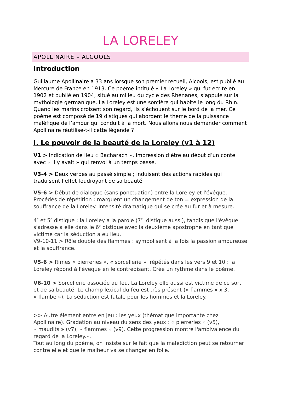Prévisualisation du document La Loreley - APOLLINAIRE – ALCOOLS