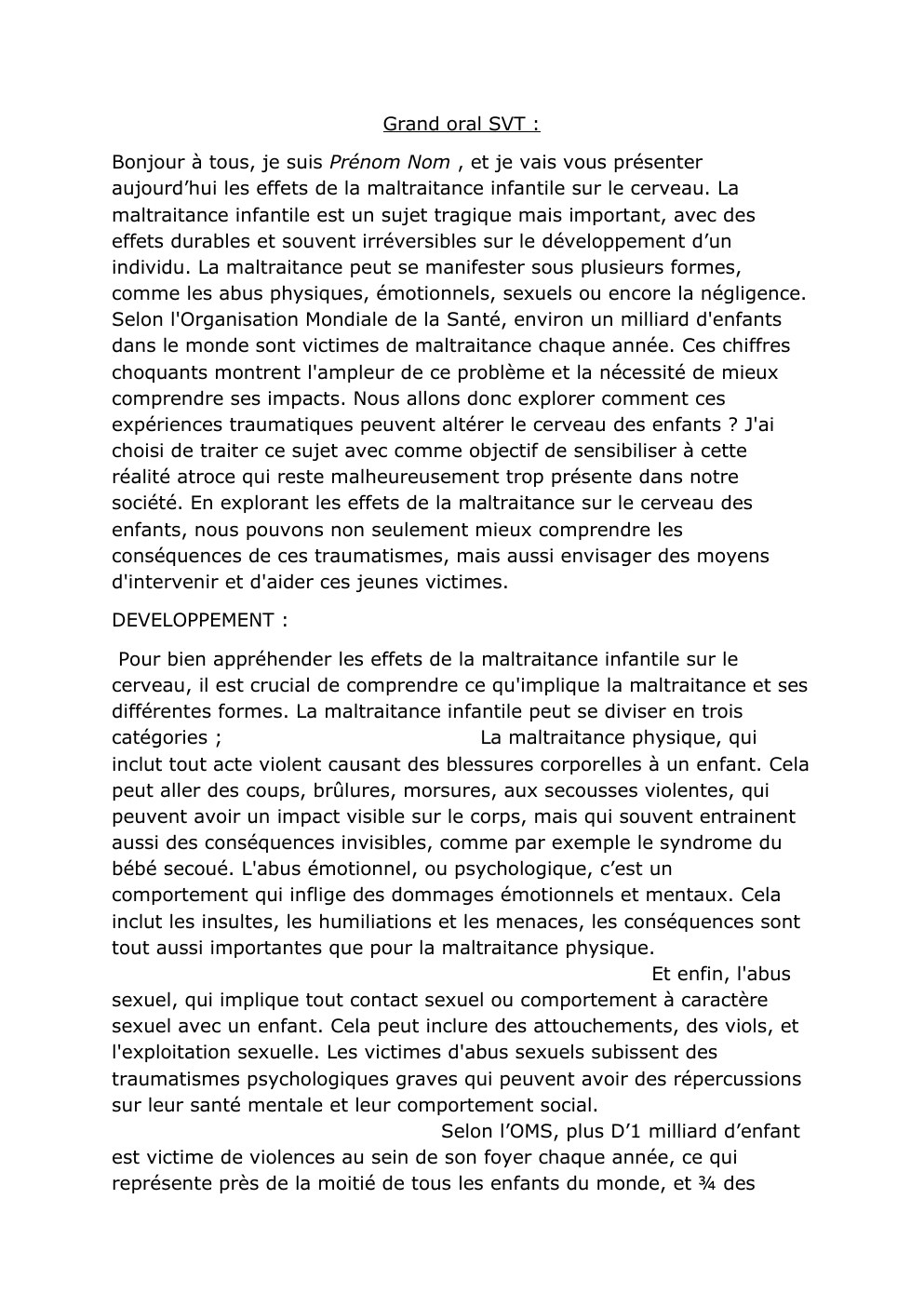 Prévisualisation du document La maltraitance infantile