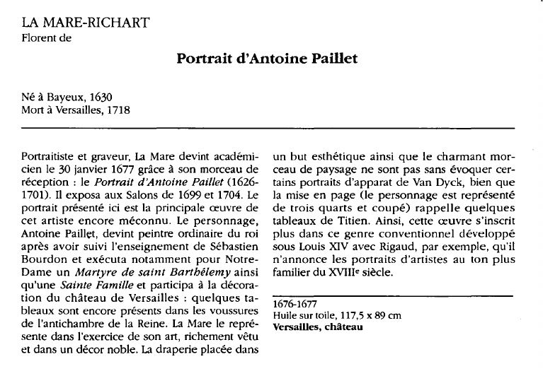 Prévisualisation du document LA MARE-RICHARTFlorent de:Portrait d'Antoine Paillet.
