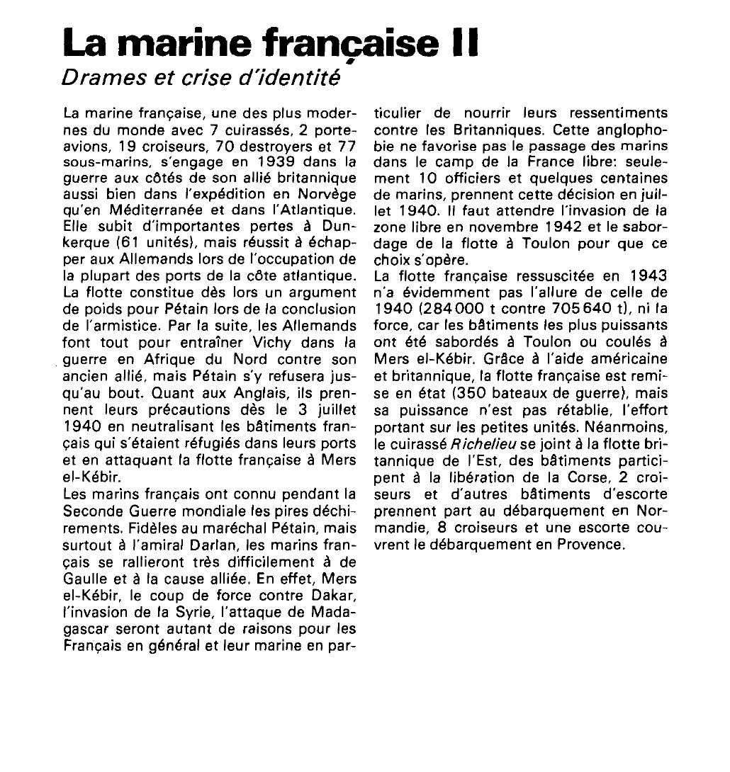 Prévisualisation du document La marine française(seconde guerre mondiale).