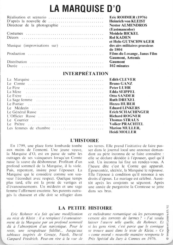 Prévisualisation du document LA MARQUISE D'O