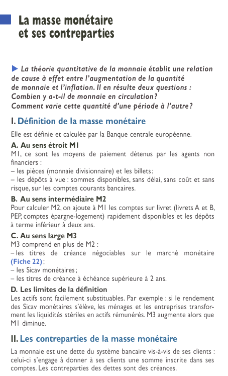 Prévisualisation du document ■

La masse monétaire
et ses contreparties

► La théorie quantitative de la monnaie établit une relation
de cause à...