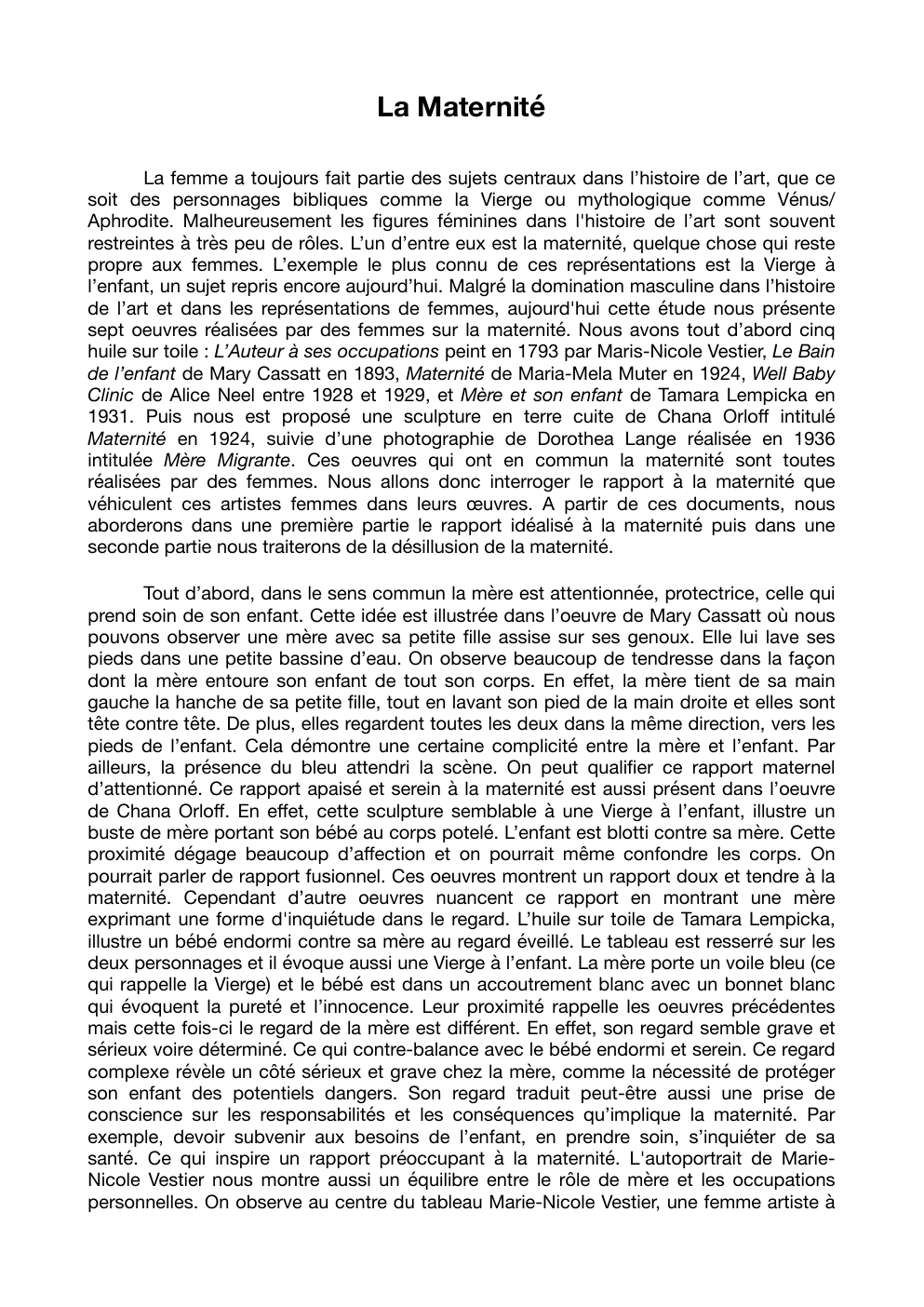 Prévisualisation du document La maternité dans l'histoire de l'art