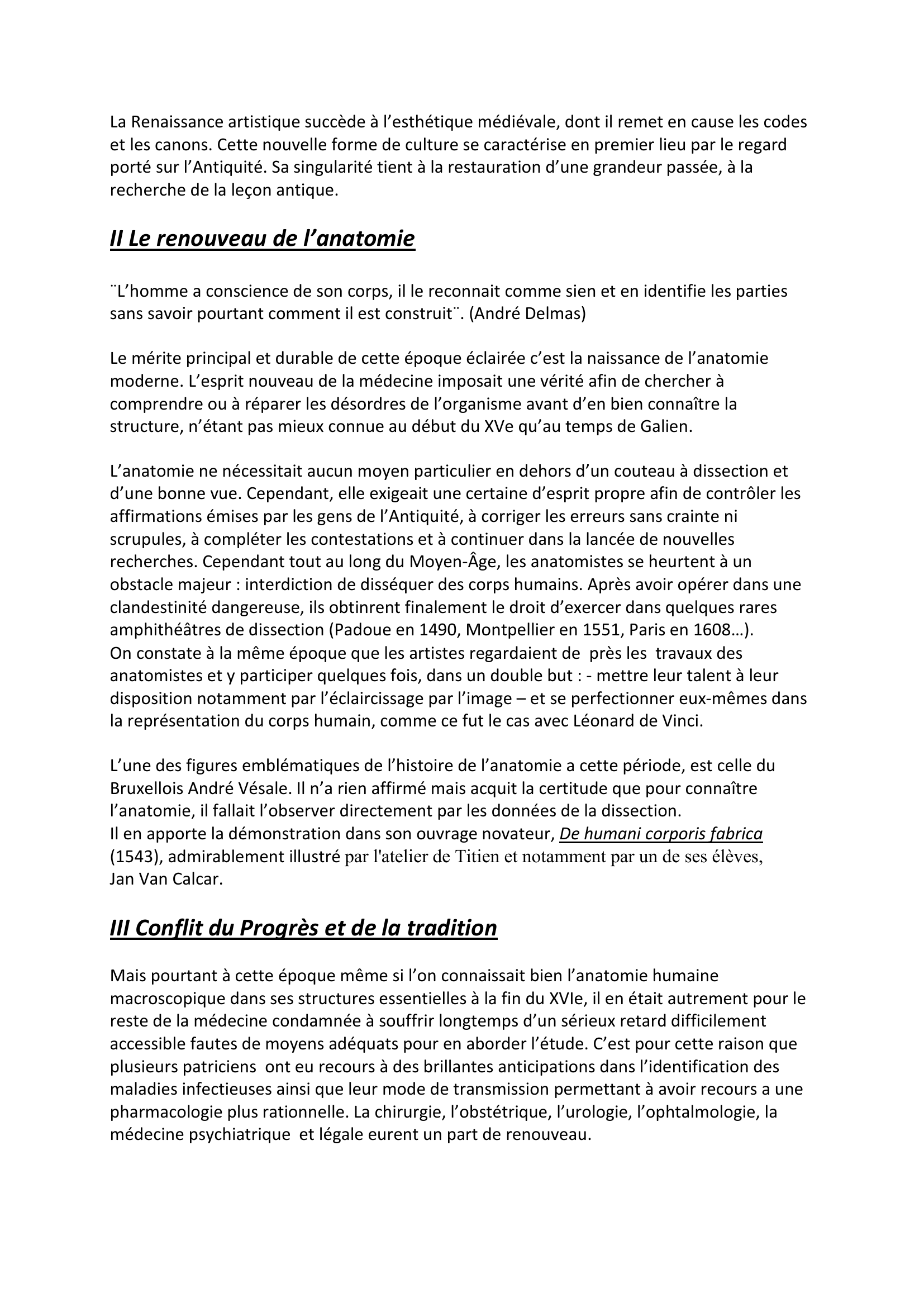 Prévisualisation du document LA MEDECINE DE LA RENAISSANCE ET LES FONDEMENTS DE LA MEDECINE MODERNE