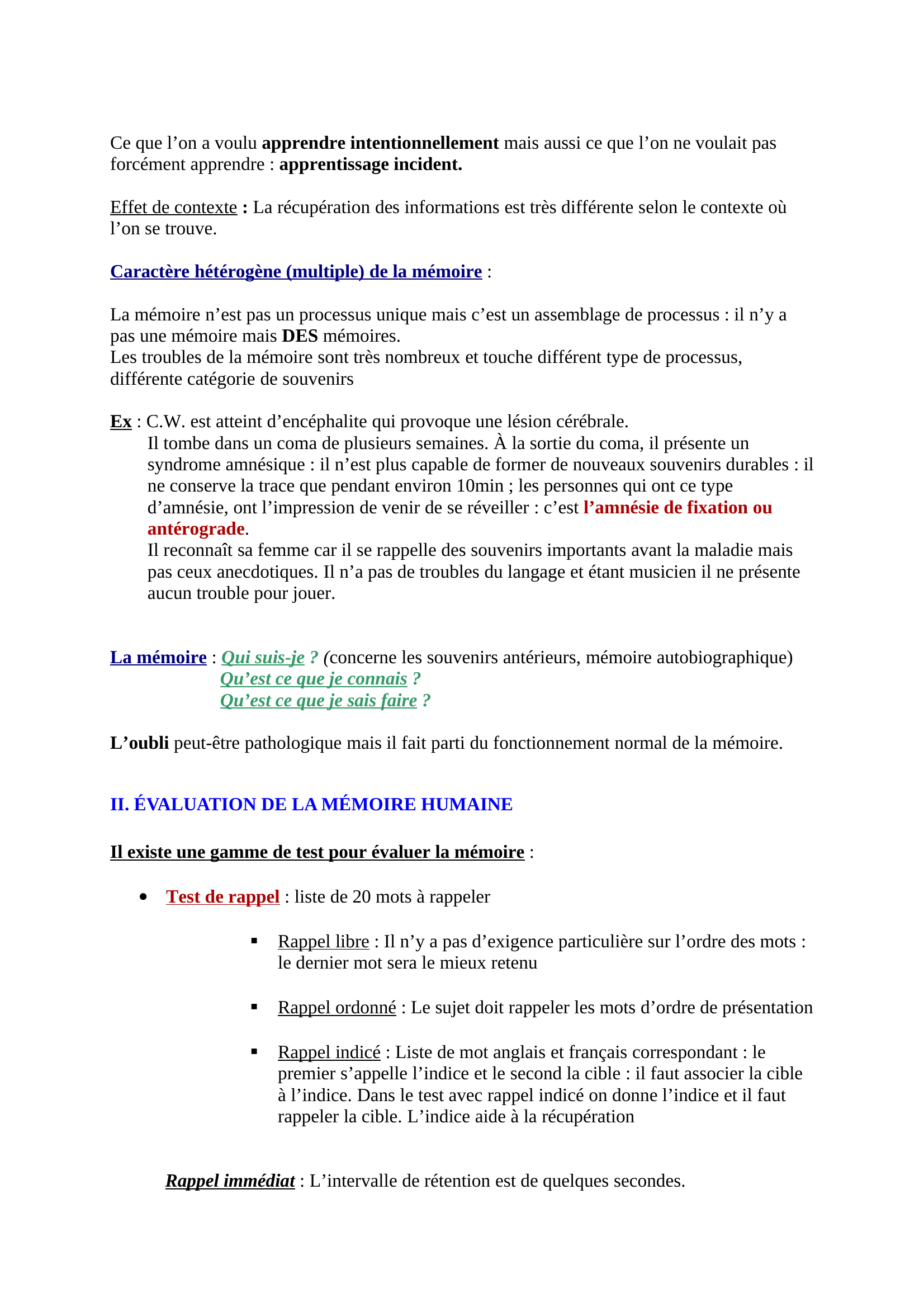 Prévisualisation du document La memoire -psychologie générale