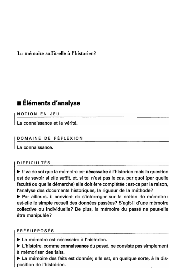 Prévisualisation du document La mémoire suffit-elle à l'historien?

■ Éléments d'analyse
NOTION EN JEU

La connaissance et la vérité.
DOMAINE DE RÉFLEXION

La...
