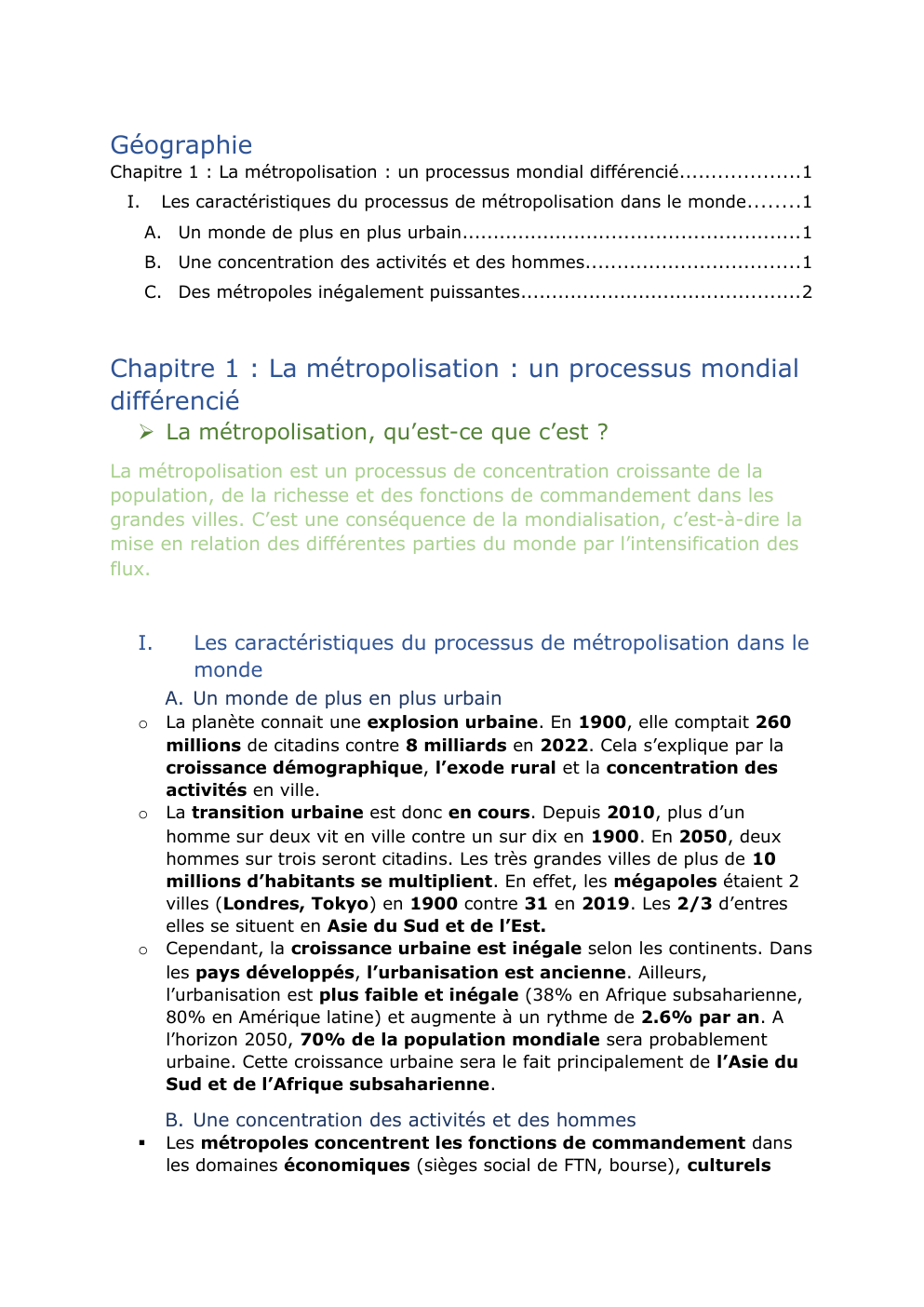 Prévisualisation du document la métropolisation : un processus mondial différencié