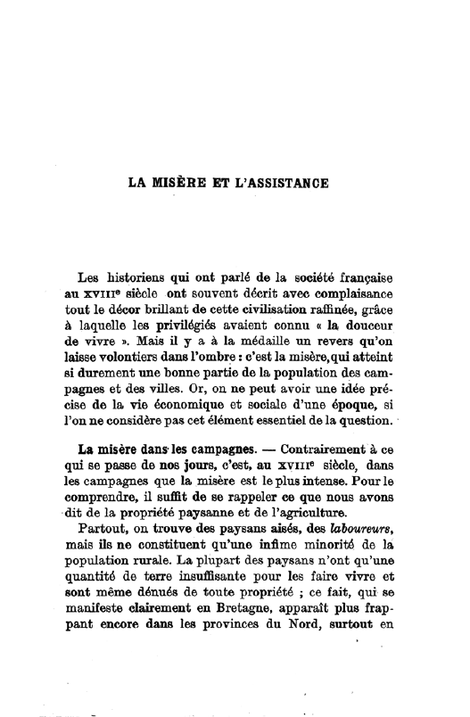 Prévisualisation du document LA MISÈRE ET L'ASSISTANCE AU XVIIIe siècle