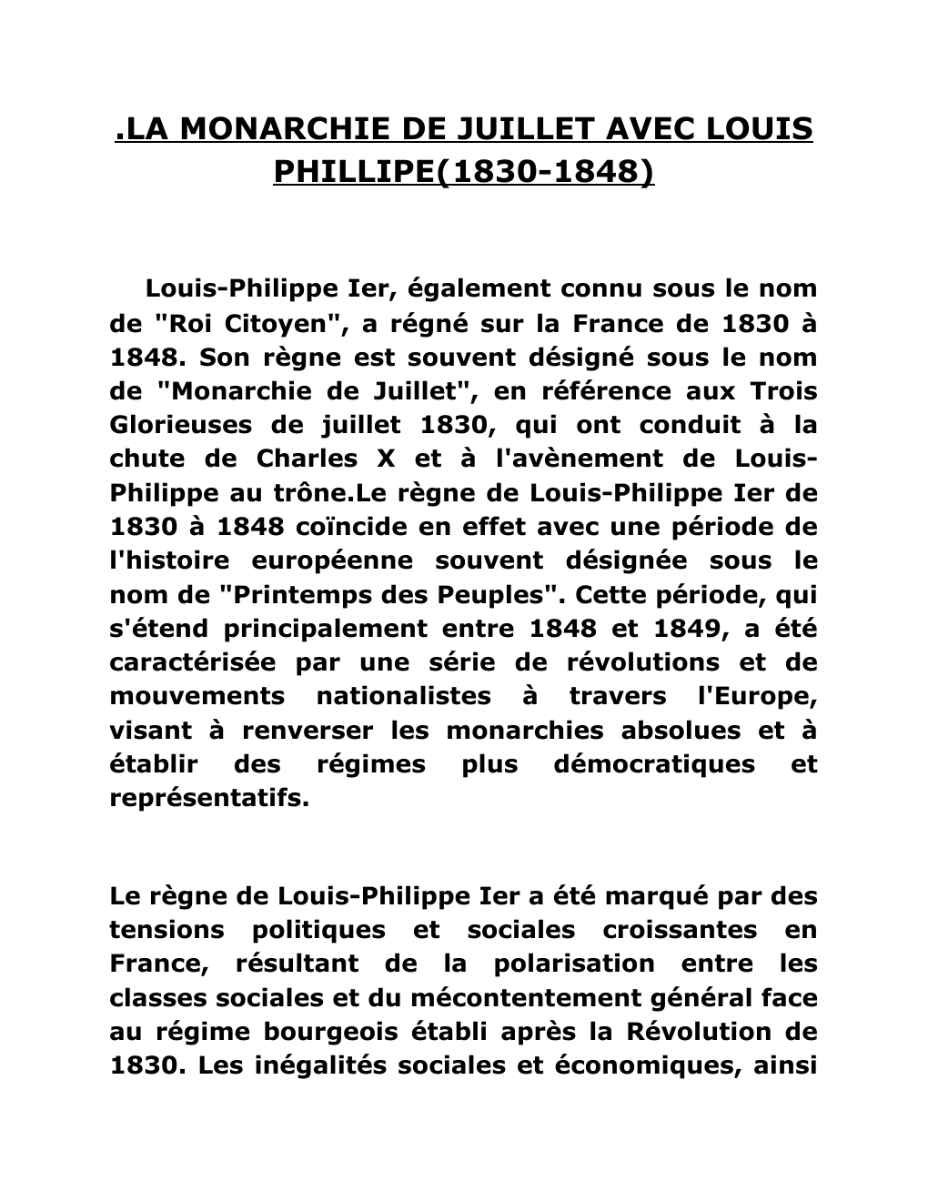 Prévisualisation du document LA MONARCHIE DE JUILLET AVEC LOUIS PHILLIPE(1830-1848)