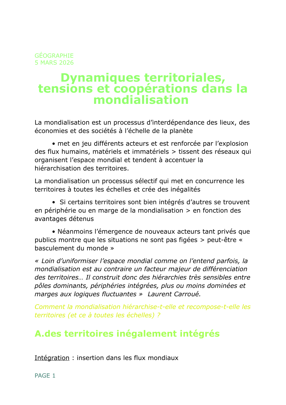 Prévisualisation du document La mondialisation