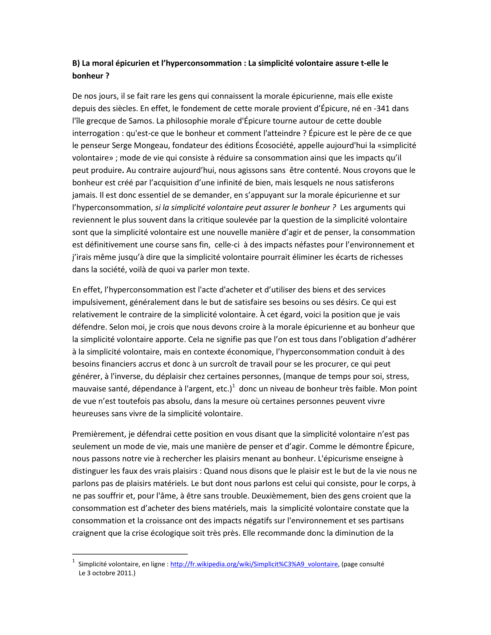 Prévisualisation du document La moral épicurien et l'hyperconsommation : La simplicité volontaire assure t-elle le bonheur ?