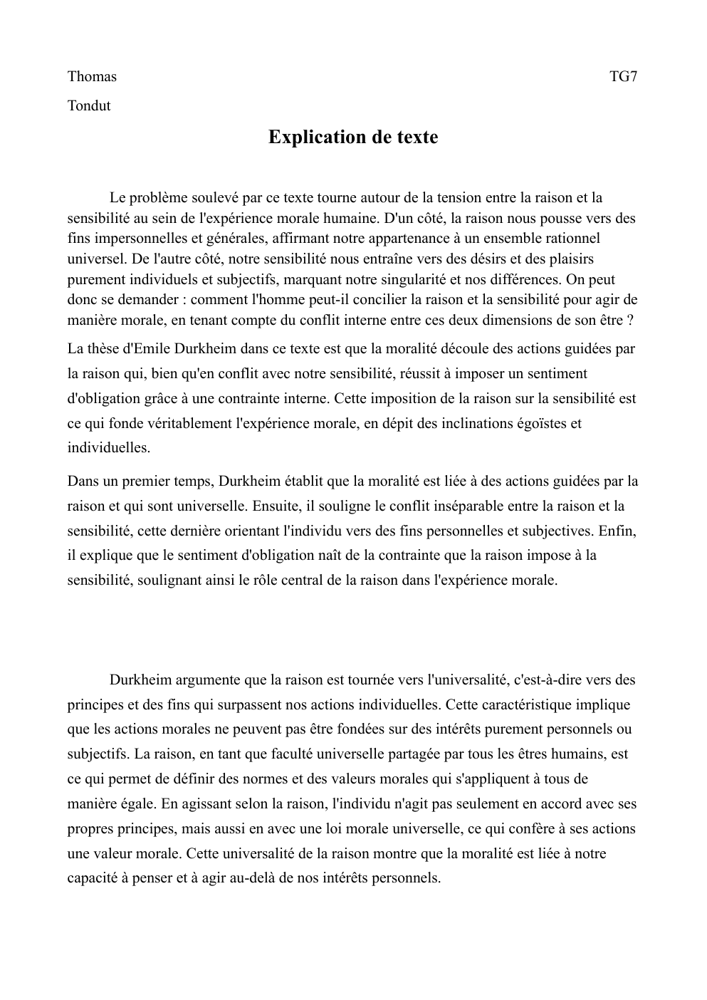 Prévisualisation du document La morale (explication de texte) - la raison et la sensibilité  de Durkheim