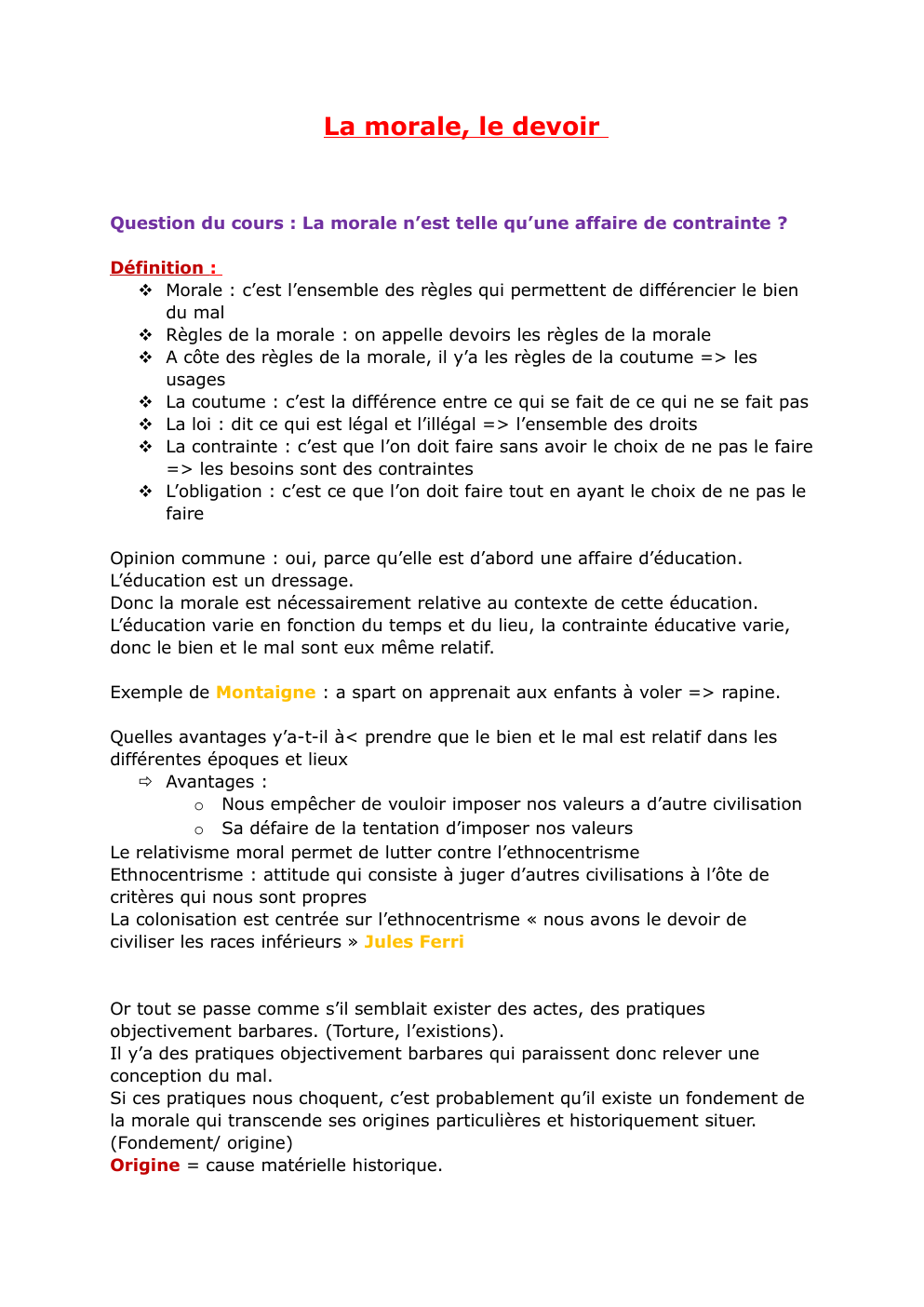 Prévisualisation du document La morale, le devoir  Question du cours : La morale n’est telle qu’une affaire de contrainte ?