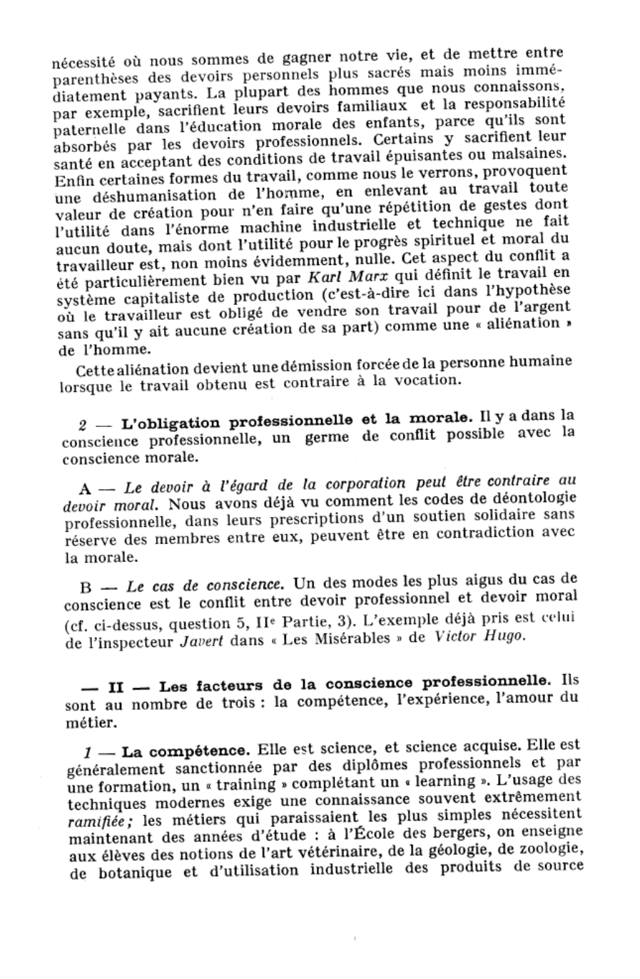 Prévisualisation du document LA MORALE PROFESSIONNELLE - LE TRAVAIL (cours de philo)