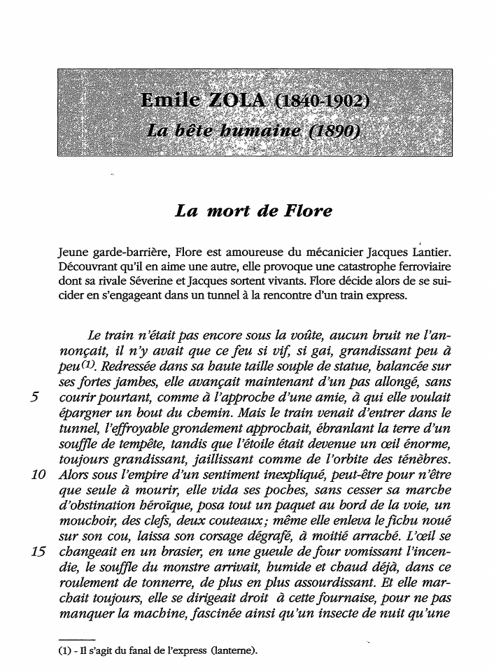 Prévisualisation du document La mort de Flore - La Bête humaine de Zola (commentaire)