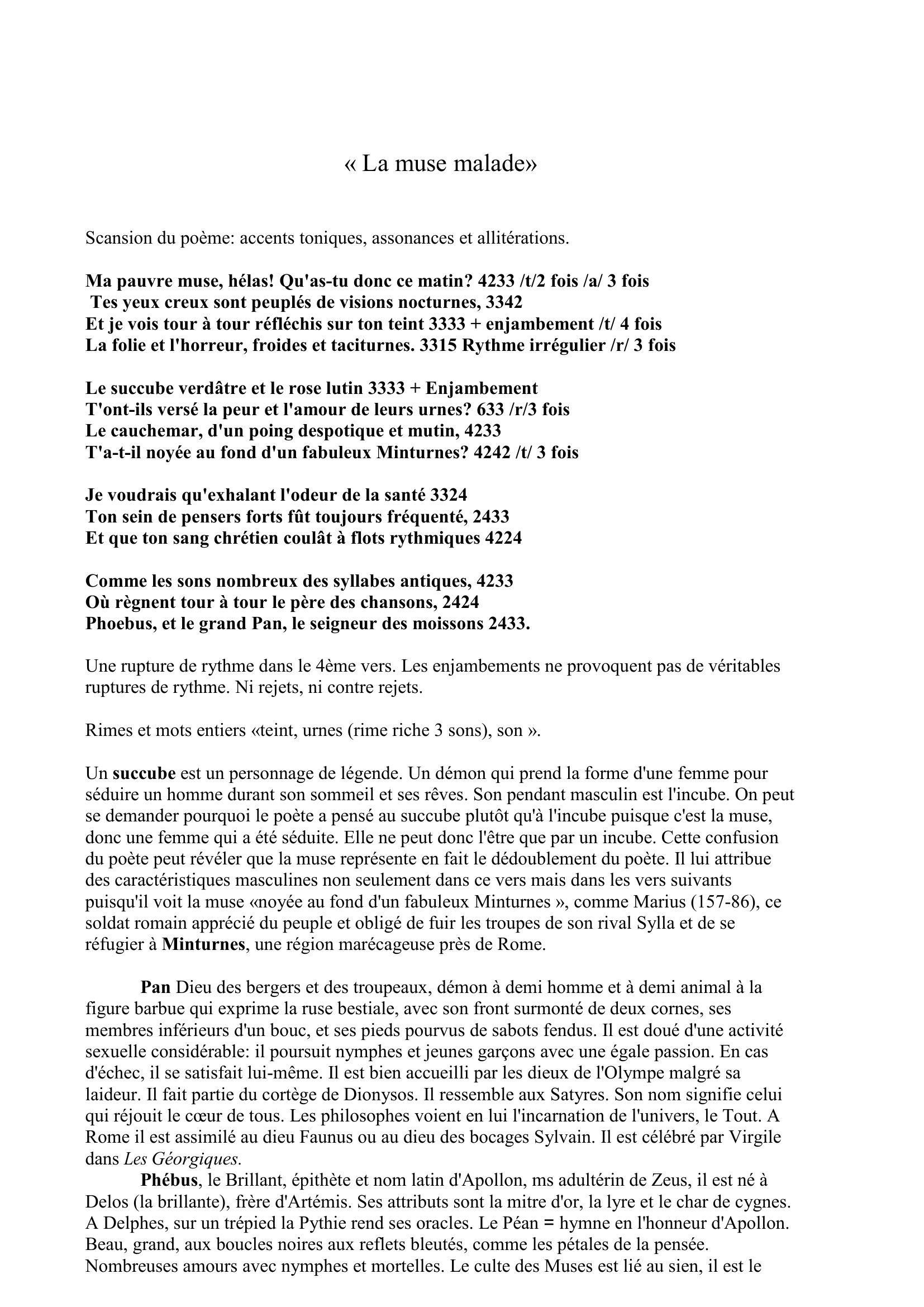 Prévisualisation du document « La muse malade » de BAUDELAIRE