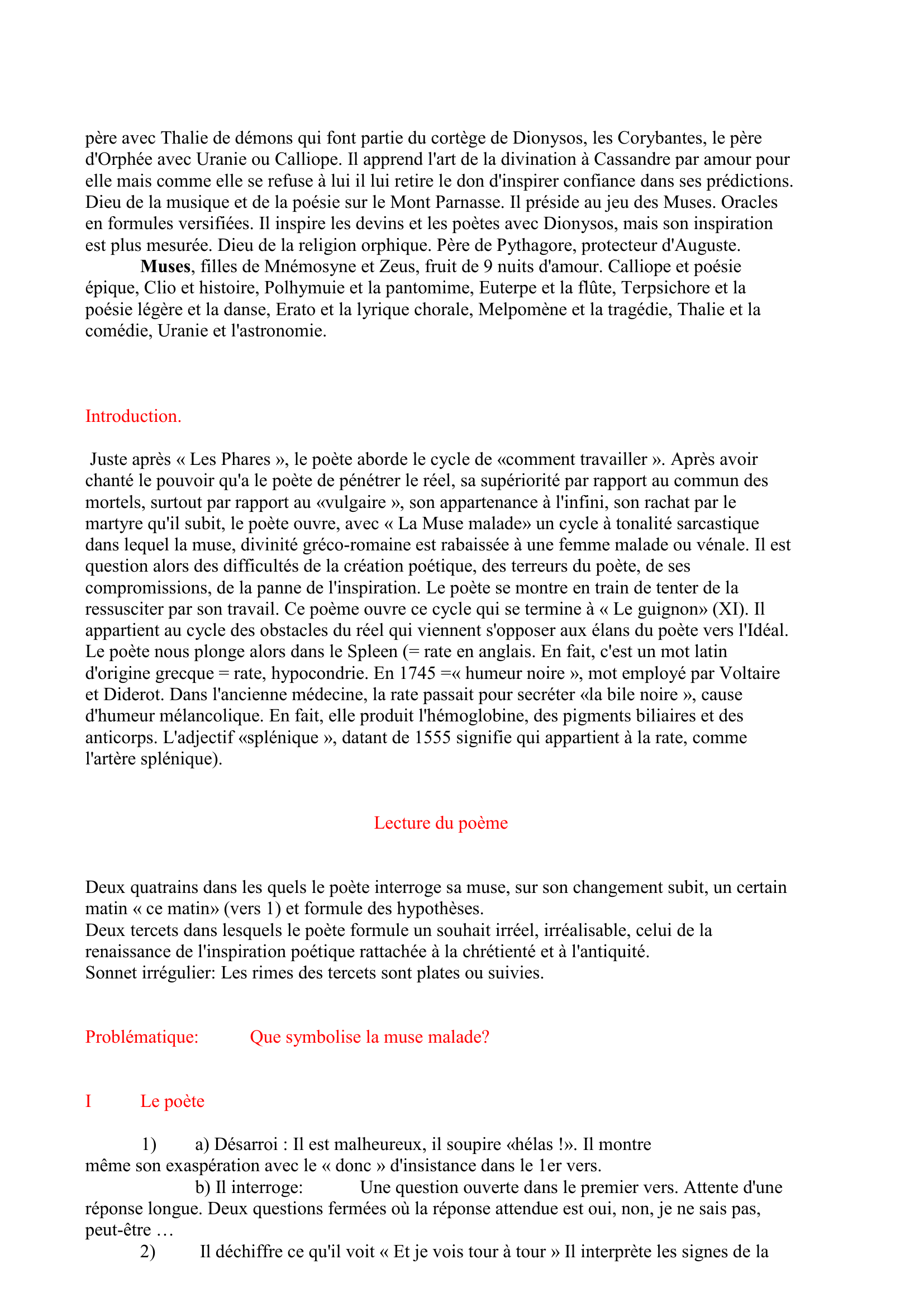 Prévisualisation du document « La muse malade » de BAUDELAIRE
