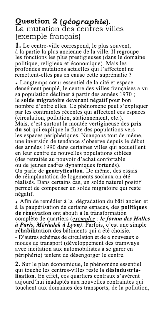 Prévisualisation du document La mutation des centres villes (exemple français)