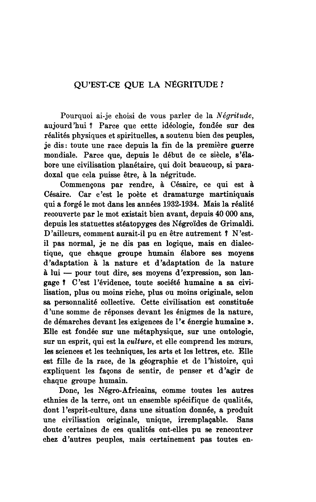 Prévisualisation du document la negritude