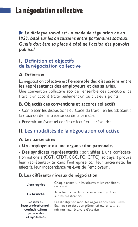 Prévisualisation du document • La nésociation collecti,e
► Le dialogue social est un mode de régulation né en
1950, basé sur les discussions...
