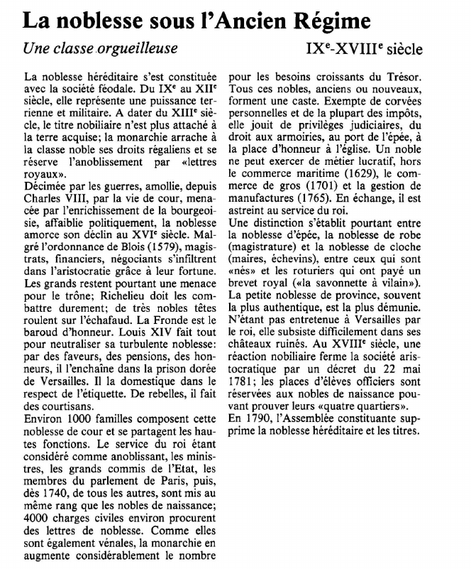 Prévisualisation du document La noblesse sous l'Ancien RégimeUne classe .