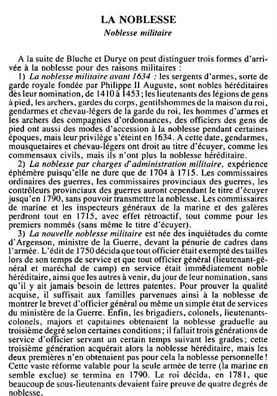 Prévisualisation du document LA NOBLESSE:Noblesse militaire.