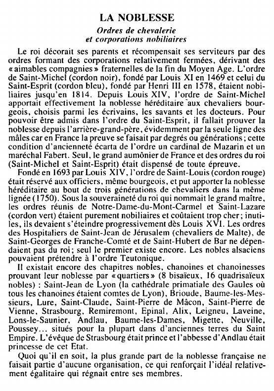 Prévisualisation du document LA NOBLESSE:Ordres de chevalerieet corporations nobiliaires.