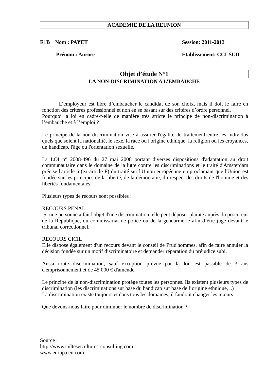 Prévisualisation du document LA NON-DISCRIMINATION A L&#8217;EMBAUCHE