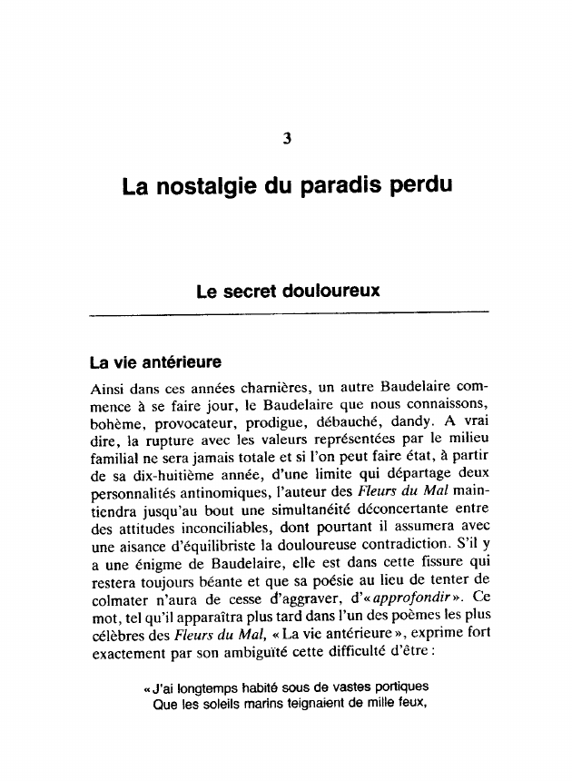 Prévisualisation du document La nostalgie du paradis perdu chez Baudelaire