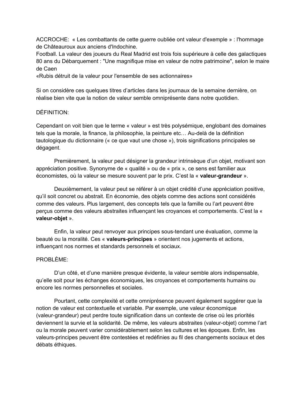 Prévisualisation du document La notion de valeur est-elle importante?