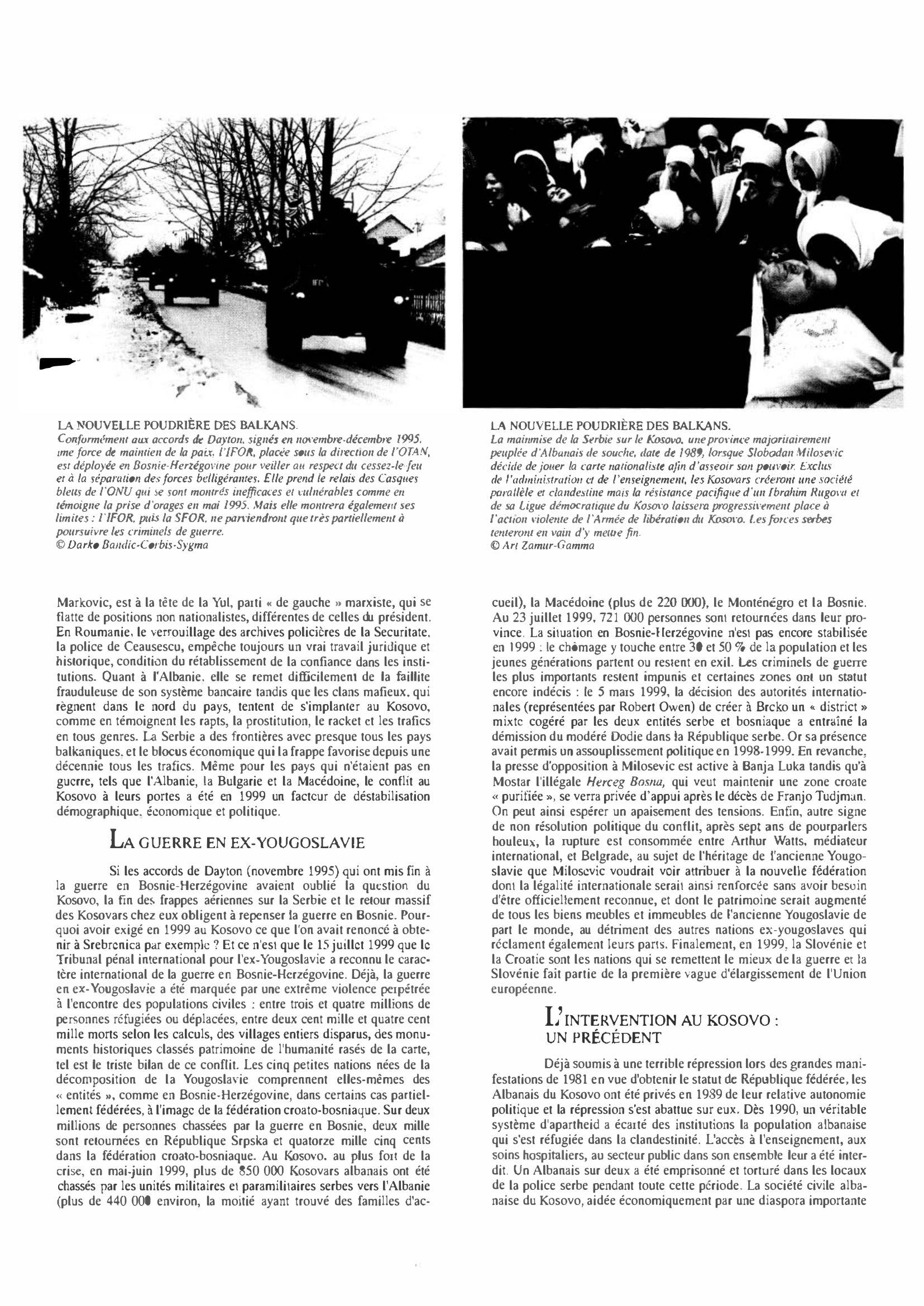 Prévisualisation du document LA NOUVELLE  Poudrière  DES BALKANS de 1995 à 1999 : Histoire