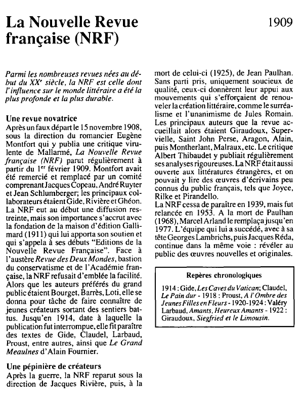 Prévisualisation du document La Nouvelle Revuefrançaise (NRF).