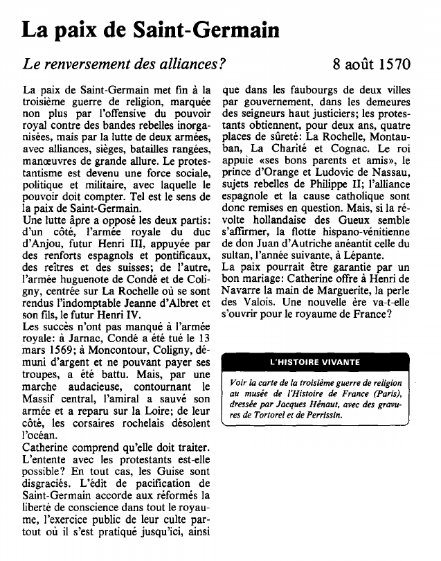 Prévisualisation du document La paix de Saint-GermainLe renversement des alliances?