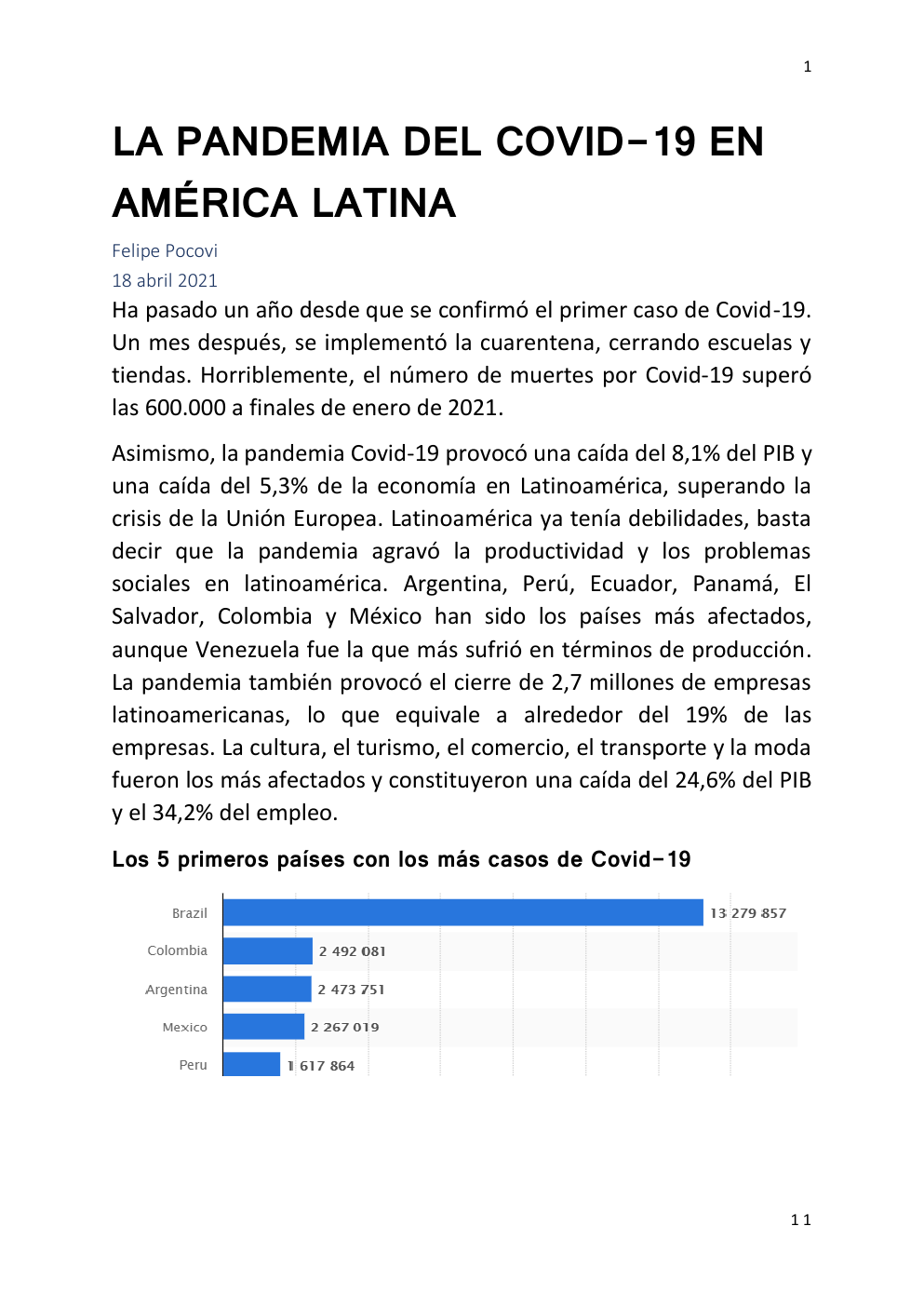 Prévisualisation du document La pandemie en Amerique Latine