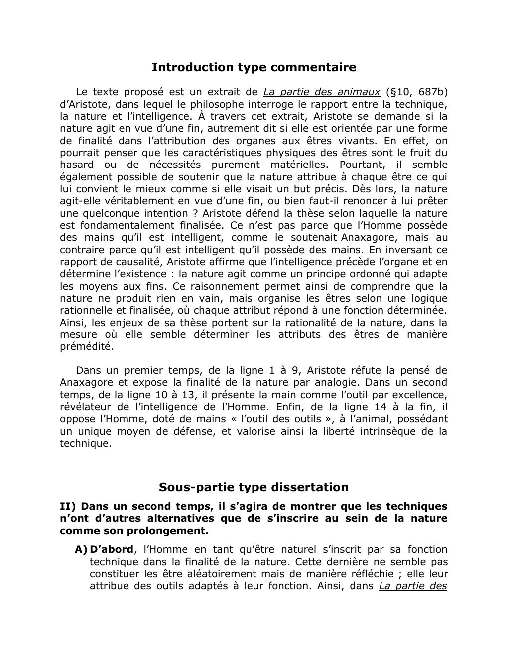 Prévisualisation du document La partie des animaux (§10, 687b) d’Aristote