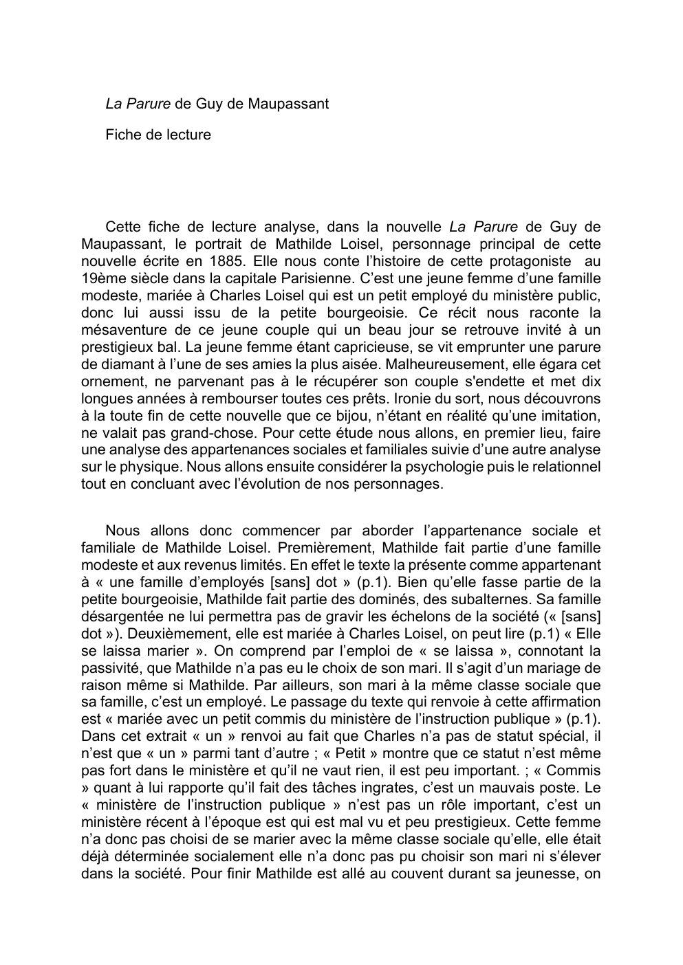 Prévisualisation du document La parure\ Résumé