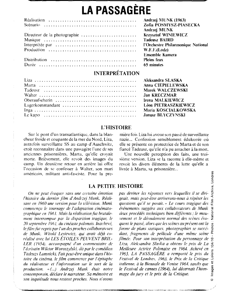 Prévisualisation du document LA PASSAGÈRE