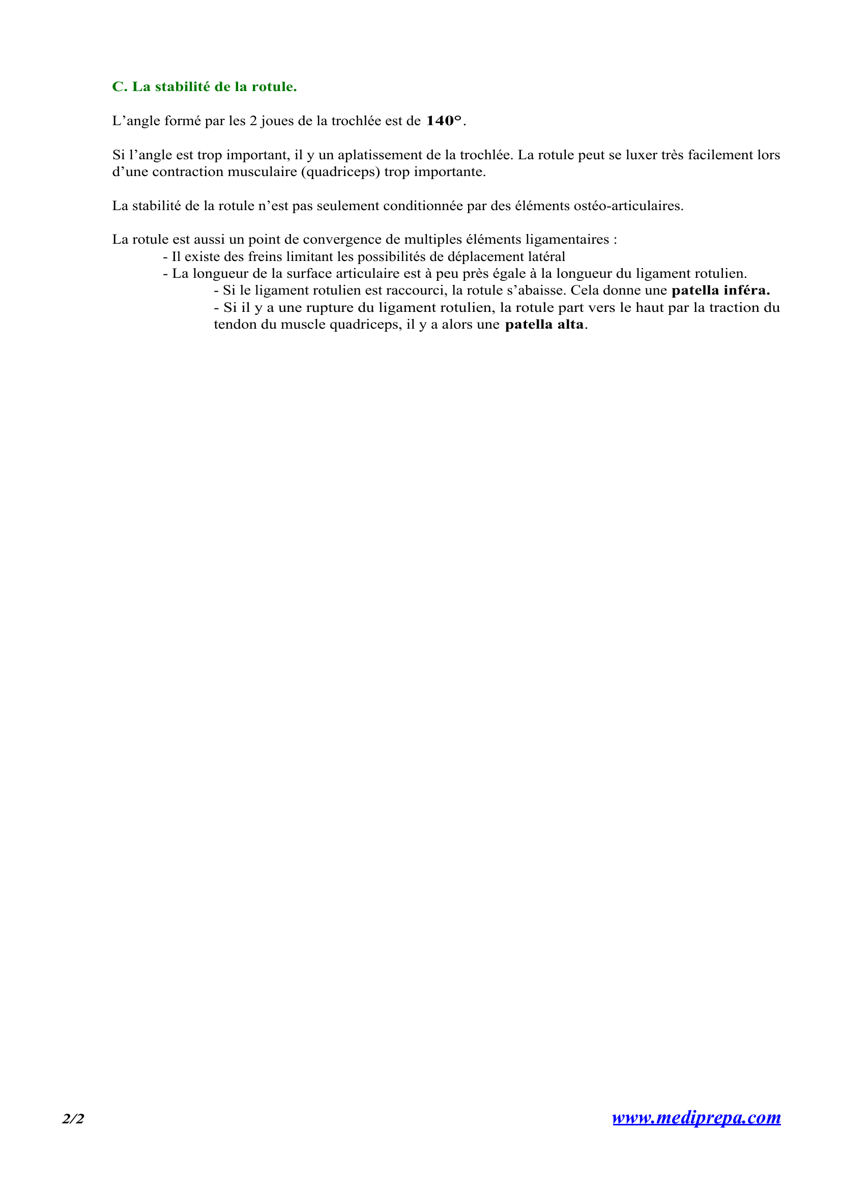 Prévisualisation du document LA PATELLA (OU ROTULE)