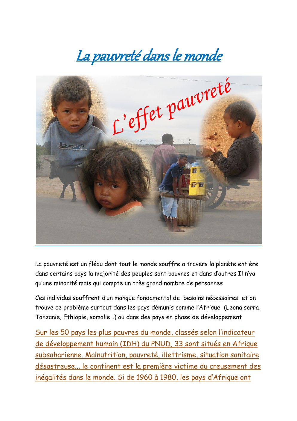 Prévisualisation du document La pauvreté dans le monde (exposé)