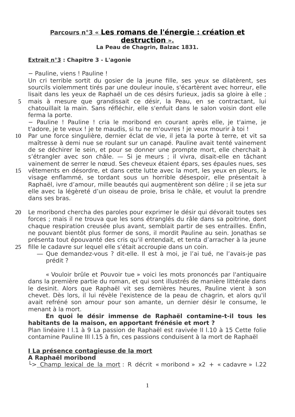 Prévisualisation du document La Peau de Chagrin, Balzac 1831. Extrait n°3 : Chapitre 3 - L'agonie