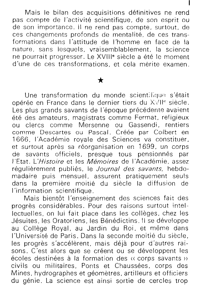Prévisualisation du document LA PENSEE SCIENTIFIQUE DANS LA FRANCE DU XVIIIe SIÈCLE