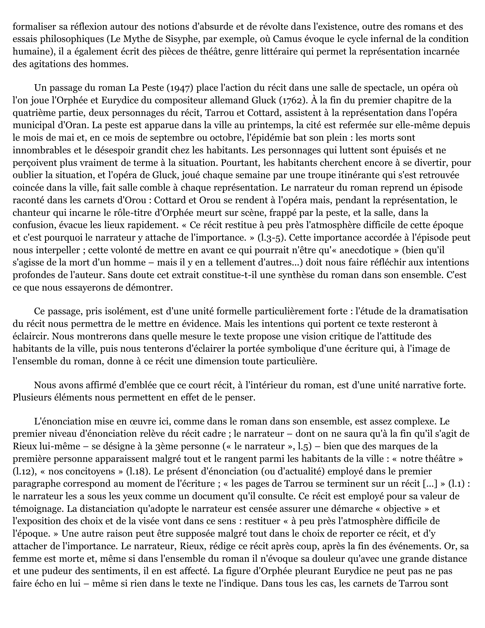 Prévisualisation du document LA PESTE – Albert CAMUS	Extrait n°2  L.A. Partie IV, cht 1, folio p.181-183. De « Enfin, les pages de Tarrou [...] » à la fin du chapitre.