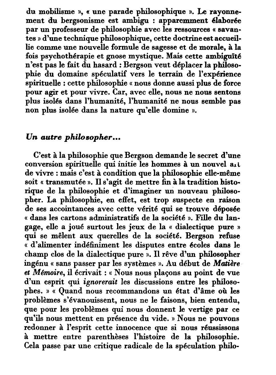 Prévisualisation du document LA PHILOSOPHIE DE BERGSON