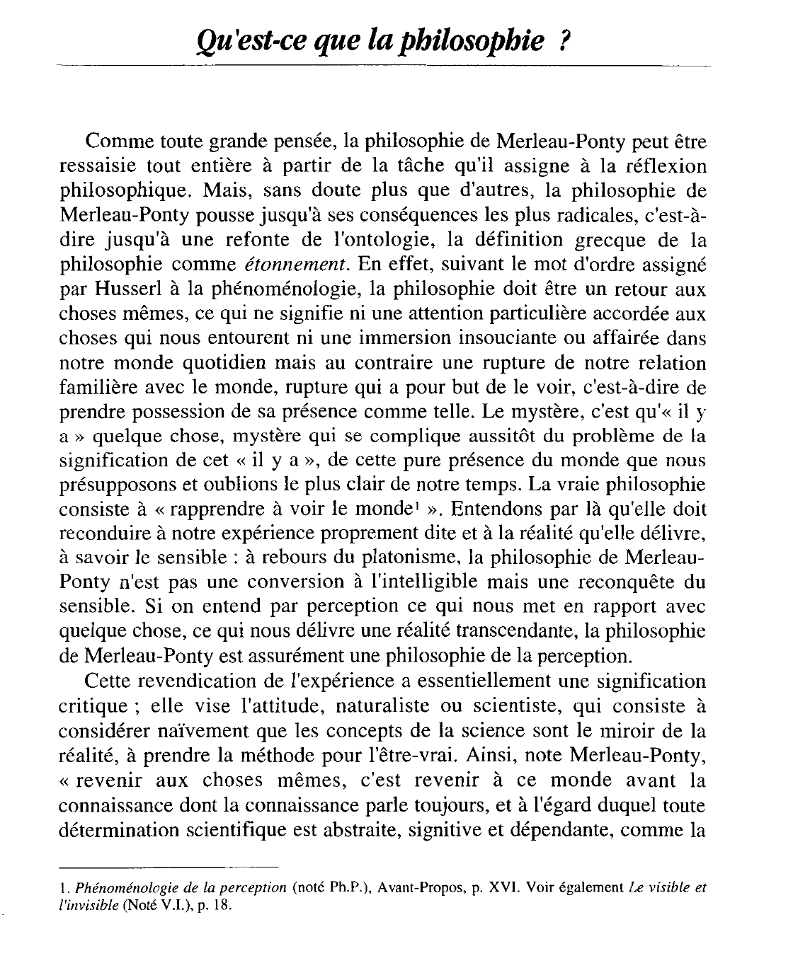 Prévisualisation du document La philosophie de Merleau-Ponty