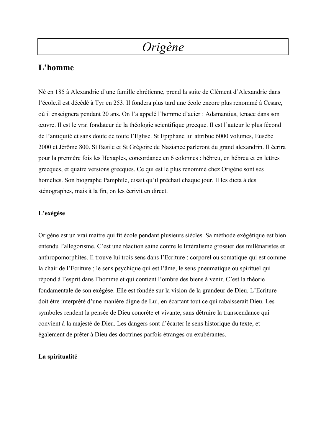 Prévisualisation du document La philosophie d'Origène