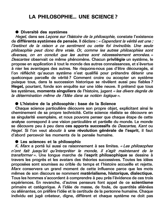 Prévisualisation du document LA PHILOSOPHIE... UNE SCIENCE?
• Diversité des systèmes
Hegel dans ses Leçons sur l'histoire de la philosophie. constate l'existence
de...